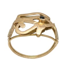 14 Krt. gouden slangen ring met saffiertje.