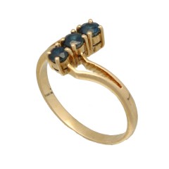 Gouden Vintage ring bezet met Blauwe Saffier