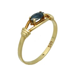 Geelgouden vintage ring met Blauwe Saffier