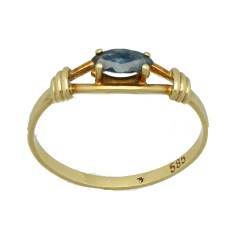 Geelgouden vintage ring met Blauwe Saffier