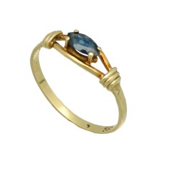 Geelgouden vintage ring met Blauwe Saffier