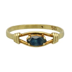 Geelgouden vintage ring met Blauwe Saffier