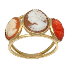 Handgemaakte gouden ring met Camee, Italiaanse ontwerper. Napels