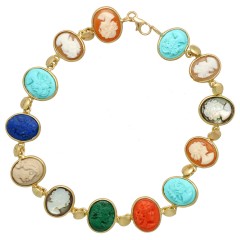 18 krt gouden armband met multicolor kleine camee