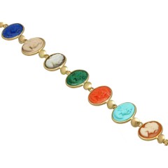 18 krt gouden armband met multicolor kleine camee's