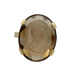 18 Krt gouden ring met Rook Topaas portret ring