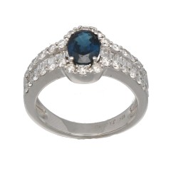 18Krt. witgouden Saffier ring gezet met Briljant 0.85Ct. 