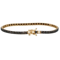 Geelgouden Tennisarmband met Zwarte diamanten.