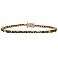 Geelgouden Tennisarmband met Zwarte diamanten.