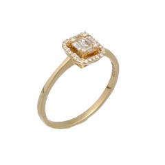 14 Krt. geelgouden ring met diamanten, Tiffany style