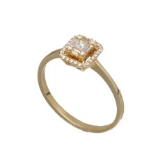 14 Krt. geelgouden ring met diamanten, Tiffany style