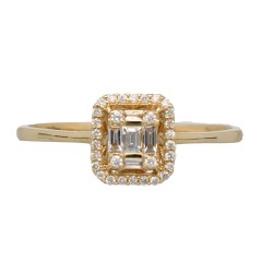 14 Krt. geelgouden ring met diamanten, Tiffany style
