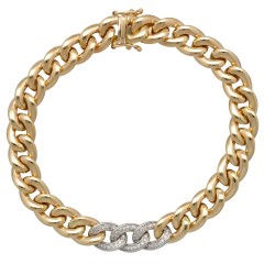 14 krt gouden gourmet armband met briljant 0.27 Ct