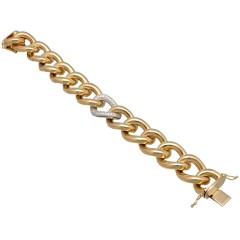 Geelgouden brede Gourmet armband met Briljant 1.28 Ct