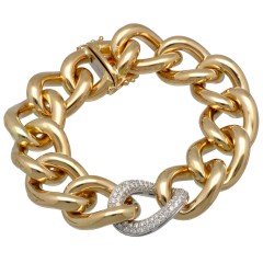 Geelgouden brede Gourmet armband met Briljant 1.28 Ct