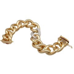 Geelgouden brede Gourmet armband met Briljant 1.28 Ct