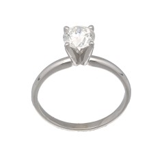 14 Krt. Witgouden Solitair ring bezet met 1.00ct Briljant 