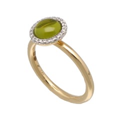 14Krt. gouden ring gezet met Peridot & Briljant