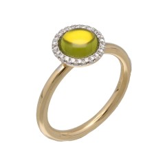 14Krt. gouden ring gezet met Peridot & Briljant