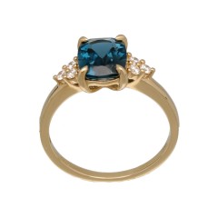 14Krt. gouden ring 'London Blue Topaz' Briljant 0.16Ct. 