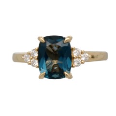 14Krt. gouden ring 'London Blue Topaz' Briljant 0.16Ct. 