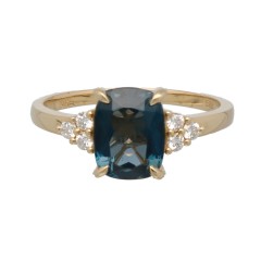 14Krt. gouden ring 'London Blue Topaz' Briljant 0.16Ct. 