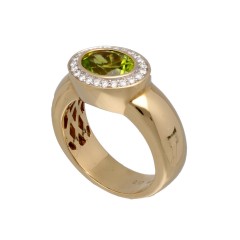 14Krt. geelgouden ring met Peridot & Briljant 