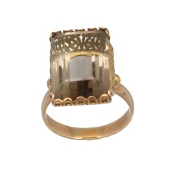 14Krt. gouden ring met grote Rook Topaas