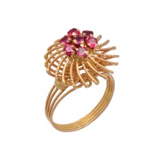 14Krt. gouden Vintage ring met robijn