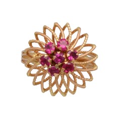 14Krt. gouden Vintage ring met robijn