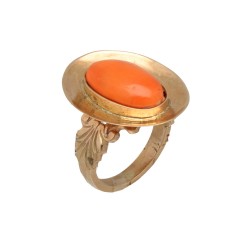 Vintage Gouden ring met Bloedkoraal 9 krt