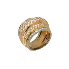 18 krt Tri-Color Briljant Ring 2.50 Ct