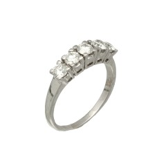 Witgouden Riviere ring met 1 Ct Briljant.