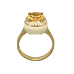 18Krt. Gouden ring met Citrien & Briljant 