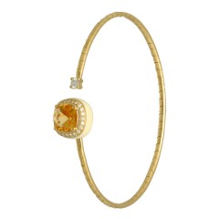 18Krt.Geelgouden Bangle met Citrien, Briljant & Emaille