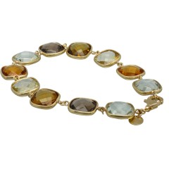 Gouden armband bezet met Citrien-Peridot-Rook Topaas