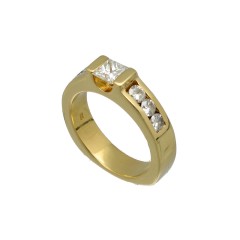 18Krt gouden ring met Briljant & Princess Diamant.0.92 Ct