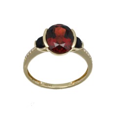 14Krt. gouden ring Granaat, onyx & Briljant