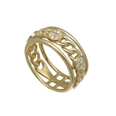 14Krt. gouden gourmet ring Briljant & Baguette 