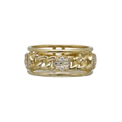 14Krt. gouden gourmet ring Briljant & Baguette 