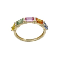 14Krt. gouden 'Rainbow' ring met saffieren