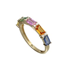 14Krt. gouden 'Rainbow' ring met saffieren