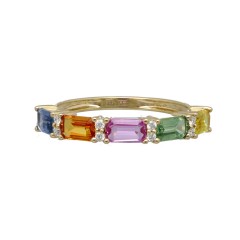 14Krt. gouden 'Rainbow' ring met saffieren