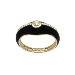 14Krt gouden ring Onyx & Briljant 