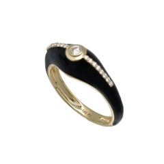 14Krt gouden ring Onyx & Briljant 