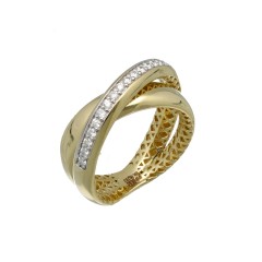 Geelgouden Cross-Over ring met Briljant 0.25 Ct