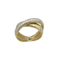 Geelgouden Cross-Over ring met Briljant 0.25 Ct