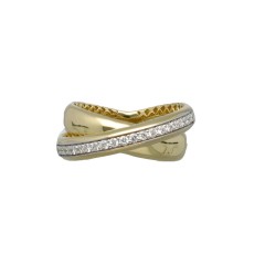 Geelgouden Cross-Over ring met Briljant 0.25 Ct