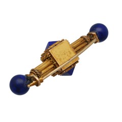 Antiek gouden Broche met Lapis Lazuli en Parels 