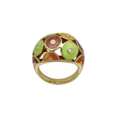 18 Krt. vintage ring 'Faberge' met emaille-briljant. Limited 3/500